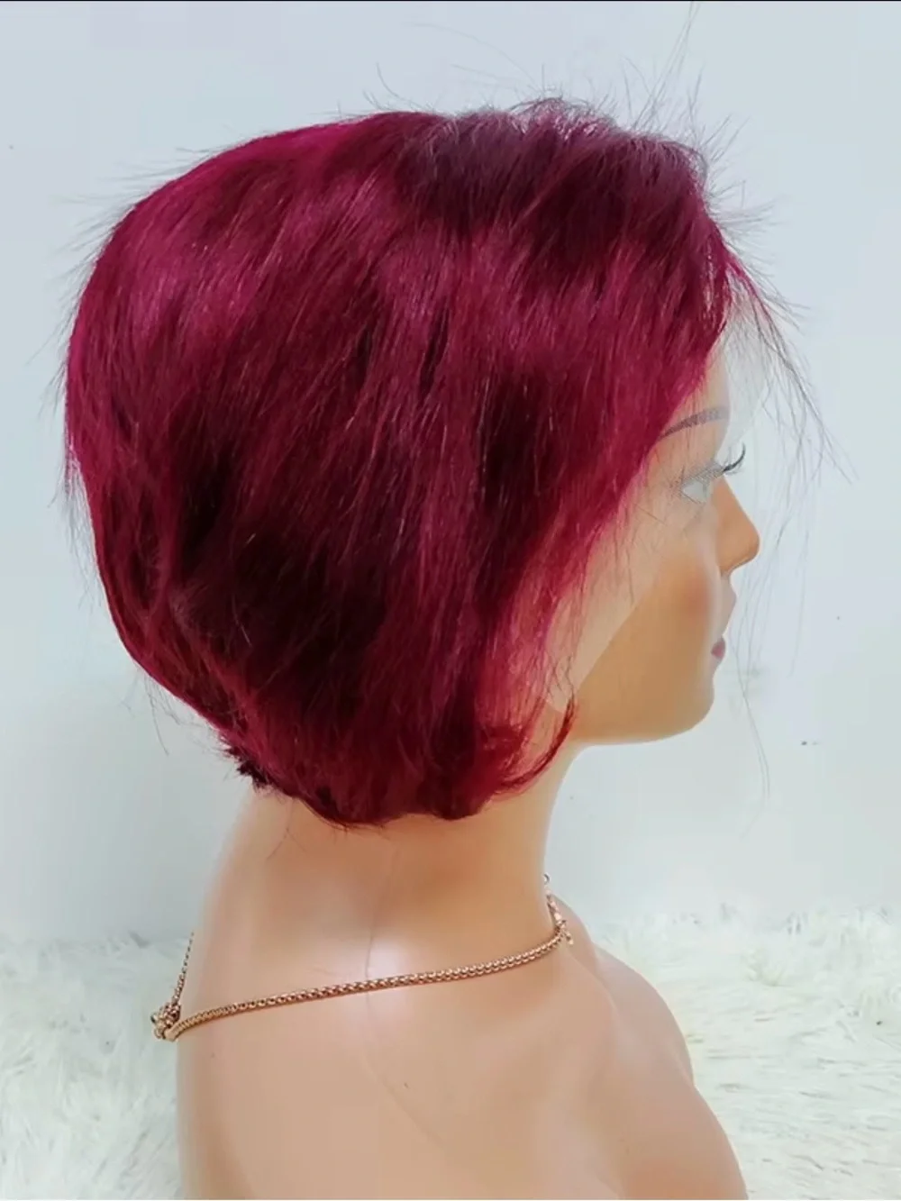 13x4 full lace pixie 180% density 99j Short Burgundy  100% Human Hair